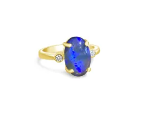 18kt Yellow Gold Black Opal and Diamond ring