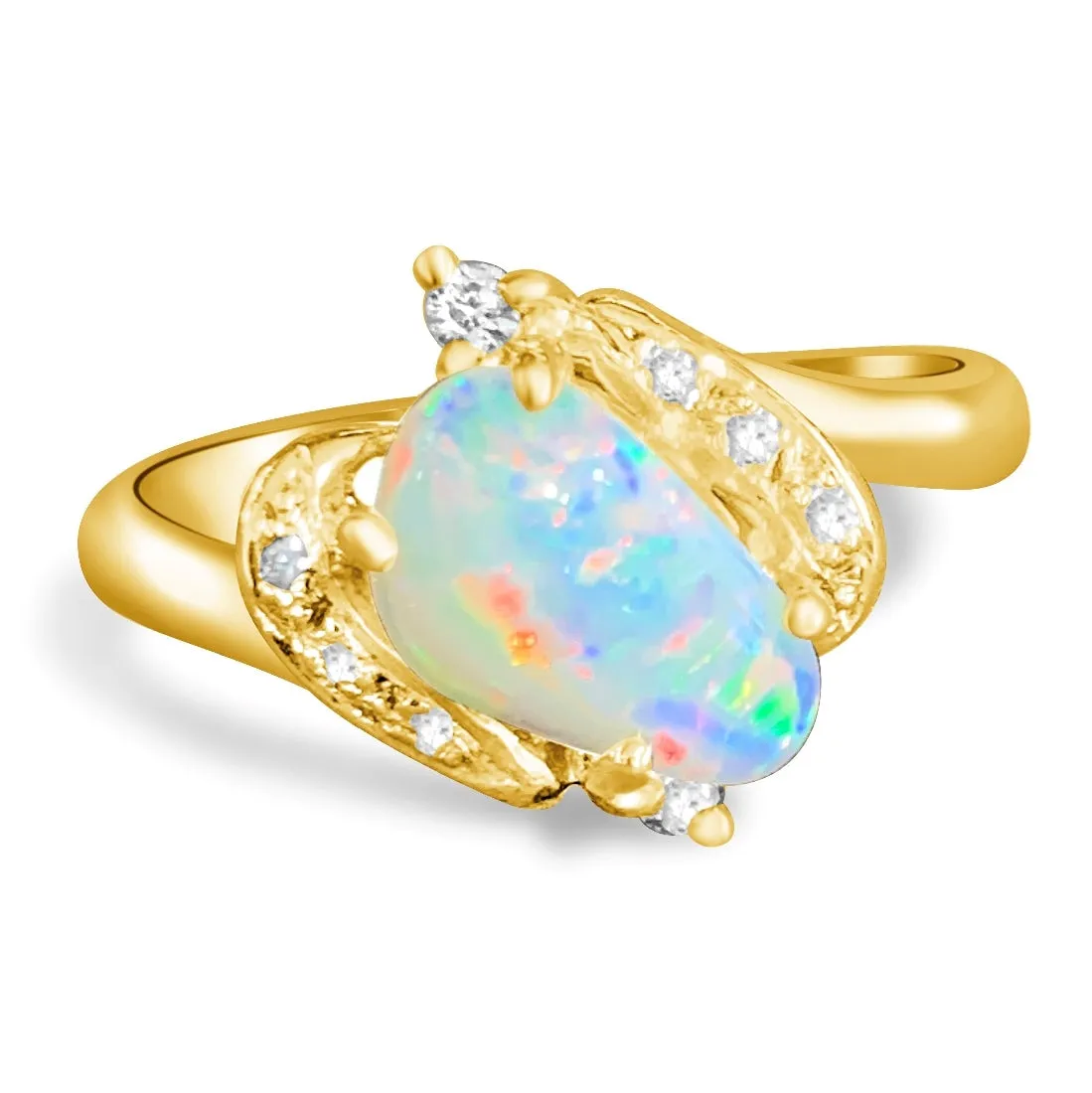 18kt Yellow Gold Fire Opal 0.82ct and Diamond 0.08ct ring