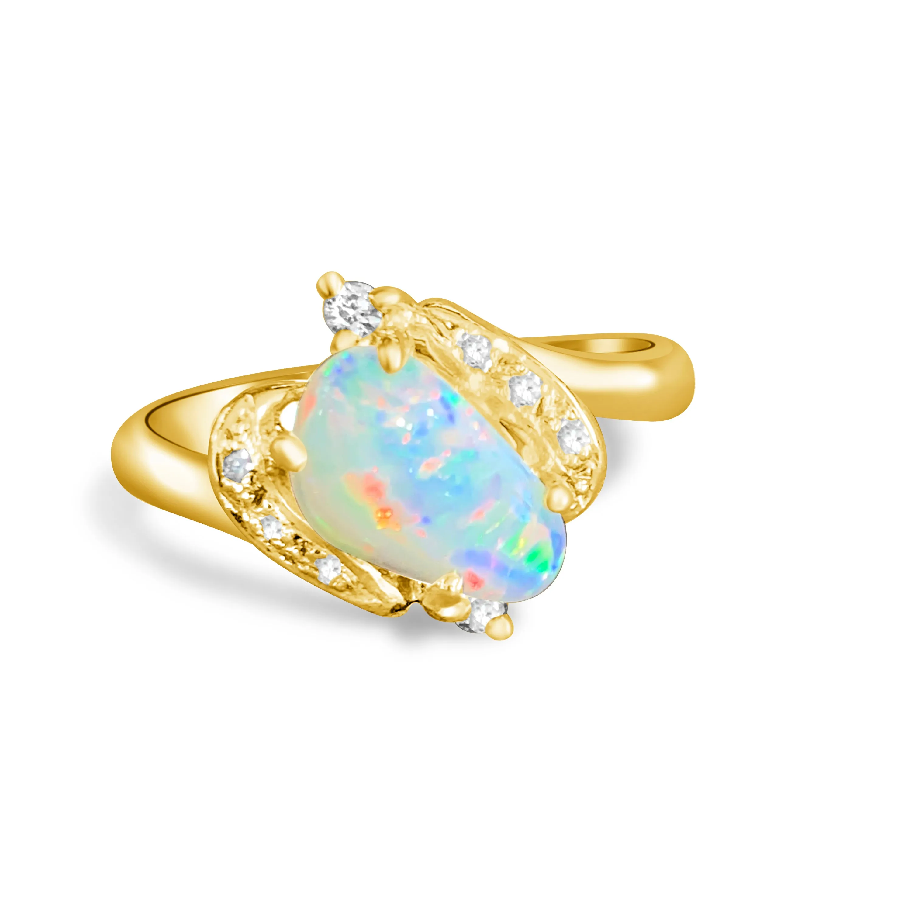 18kt Yellow Gold Fire Opal 0.82ct and Diamond 0.08ct ring