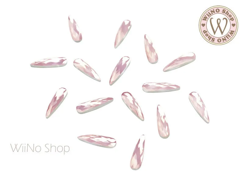 2.8 x 10mm Pink Opal Long Drop Flatback Crystal - 5 pcs