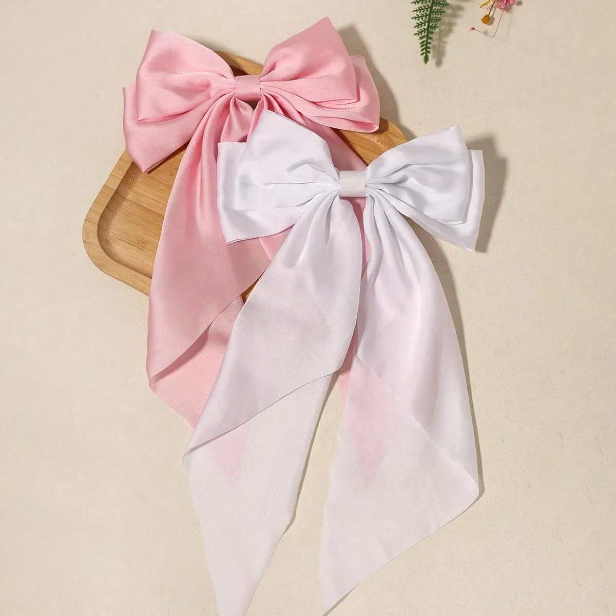 2pcs Bow Design Silky Hair Clip For Women Girls Hairpin With Claw Spring Clip