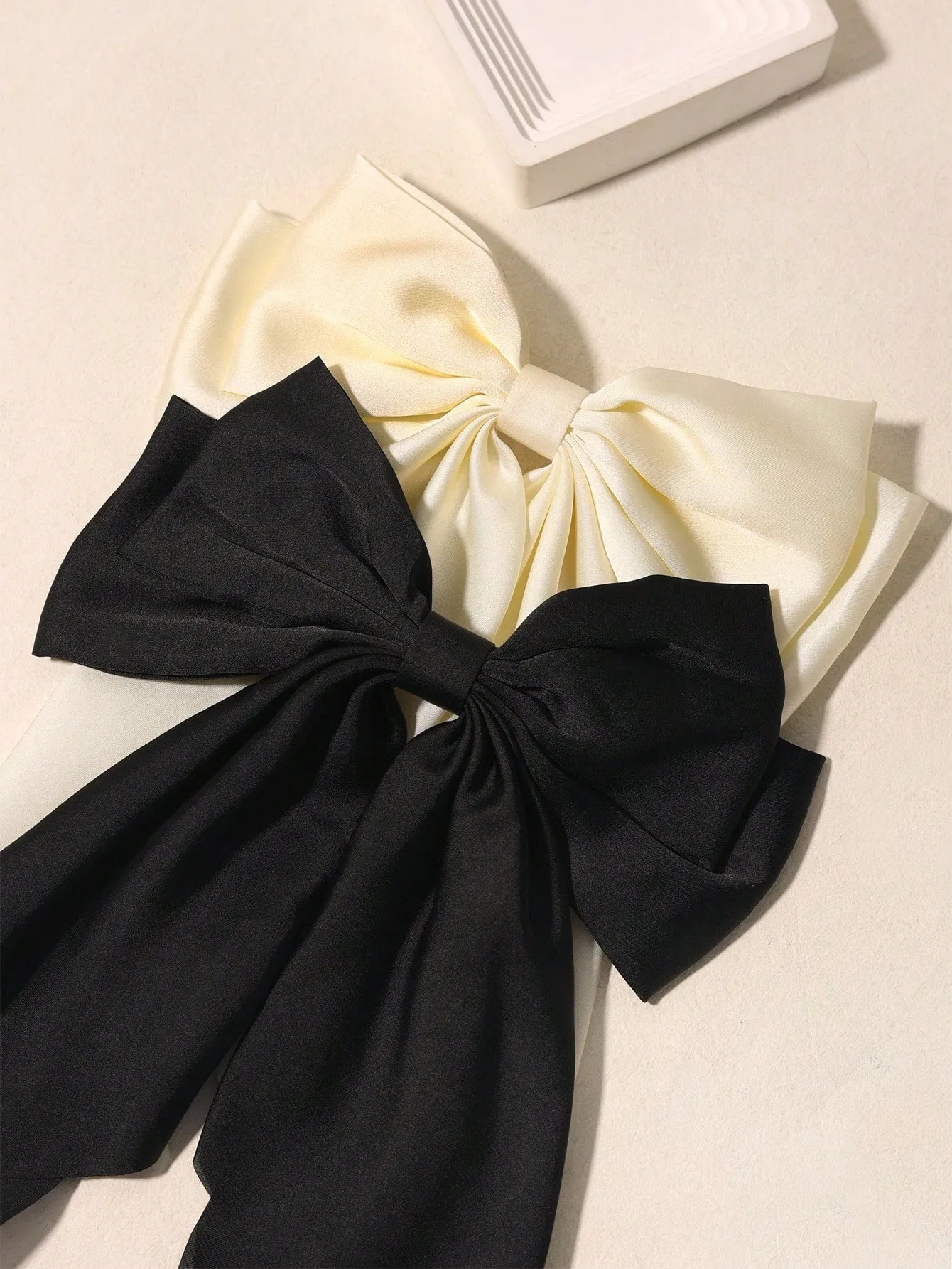 2pcs Bow Design Silky Hair Clip For Women Girls Hairpin With Claw Spring Clip
