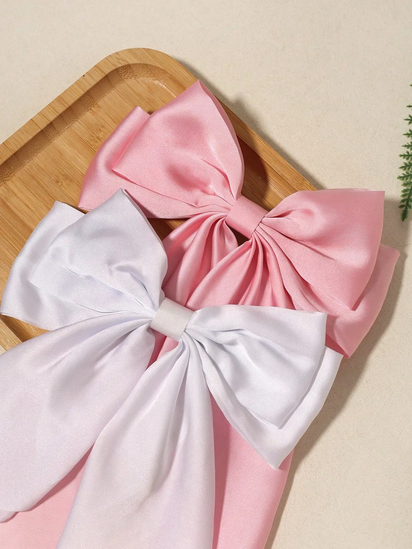 2pcs Bow Design Silky Hair Clip For Women Girls Hairpin With Claw Spring Clip