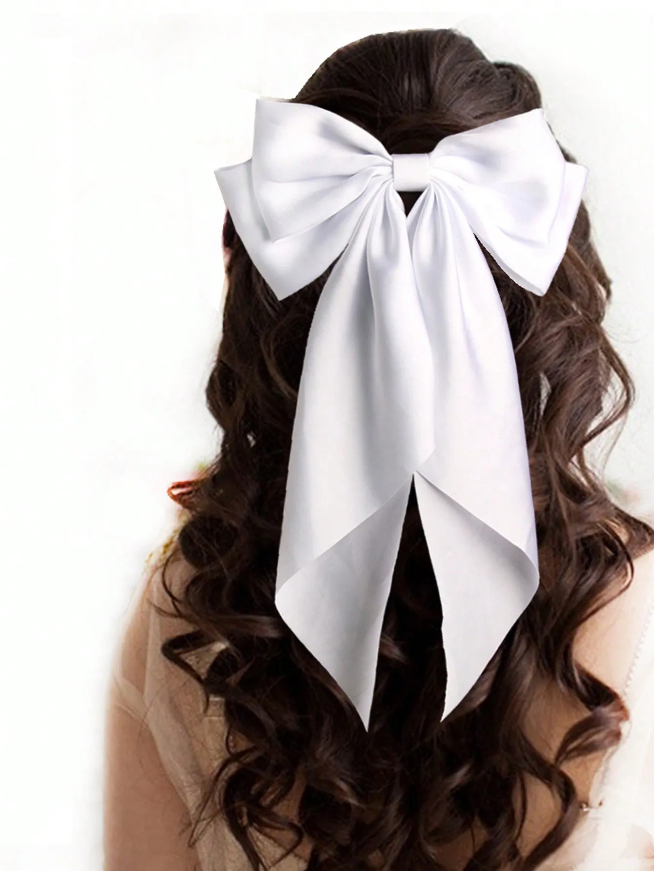 2pcs Bow Design Silky Hair Clip For Women Girls Hairpin With Claw Spring Clip