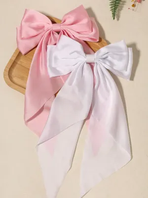 2pcs Bow Design Silky Hair Clip For Women Girls Hairpin With Claw Spring Clip