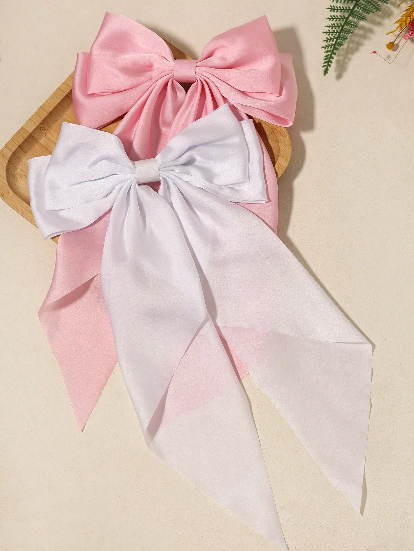 2pcs Bow Design Silky Hair Clip For Women Girls Hairpin With Claw Spring Clip