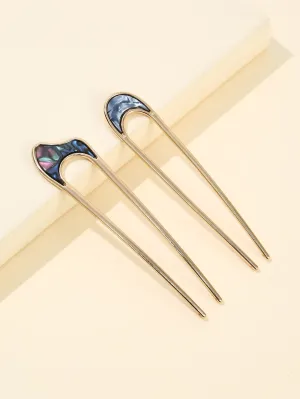 2pcs Creative Geo Decor Hairpin for Women Barrette Styling Hair Accessories
