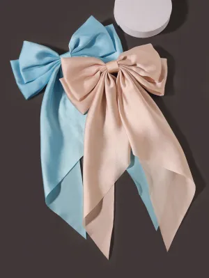 2pcs/Set Simple Bowknot Silk Hair Clip For Women, Elegant Bow Hairpin With