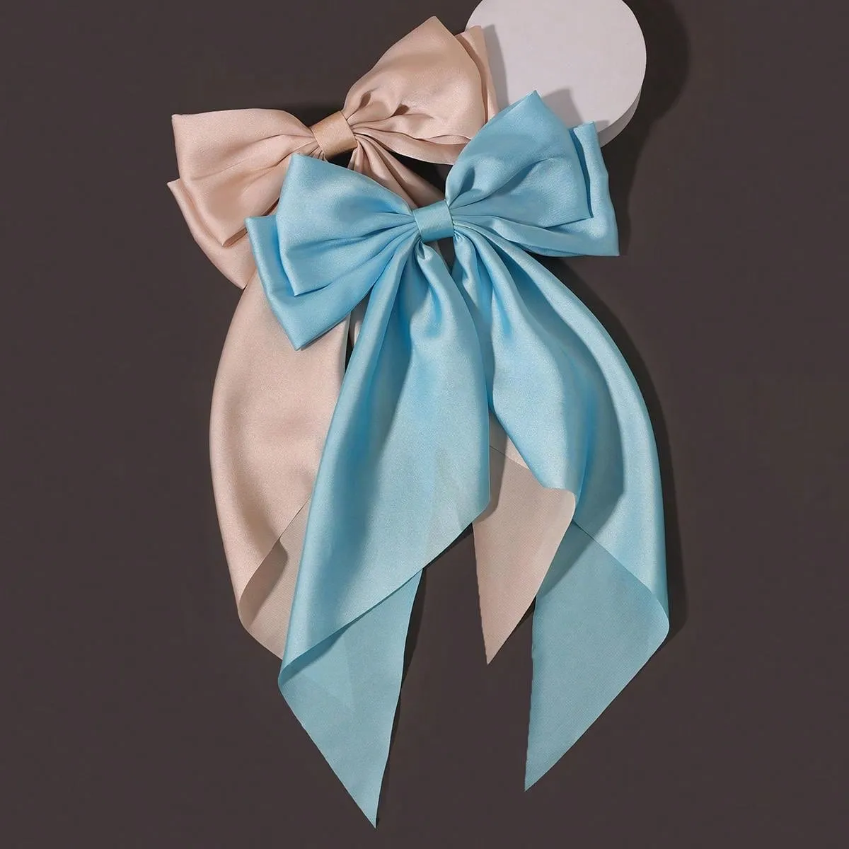 2pcs/Set Simple Bowknot Silk Hair Clip For Women, Elegant Bow Hairpin With