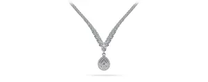 4 Prong Double Strand V Drop Diamond Necklace with 13.12 ct.(finished)