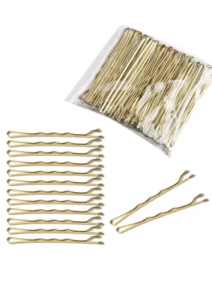 50pcs 5cm Gold Color Wavy Hairpin Casual for Women Barrette Styling Hair
