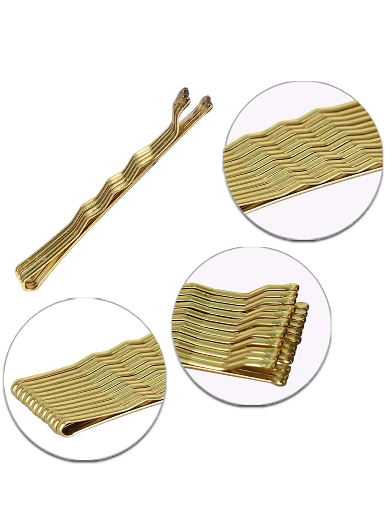 50pcs 5cm Gold Color Wavy Hairpin Casual for Women Barrette Styling Hair