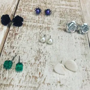 6x Stunning Stainless Steel Stud Earring pairs