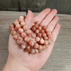 8mm Peach Moonstone Beaded Stretch Bracelet