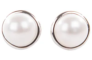 8mm White Freshwater Pearl with Sterling Silver Stud Earring