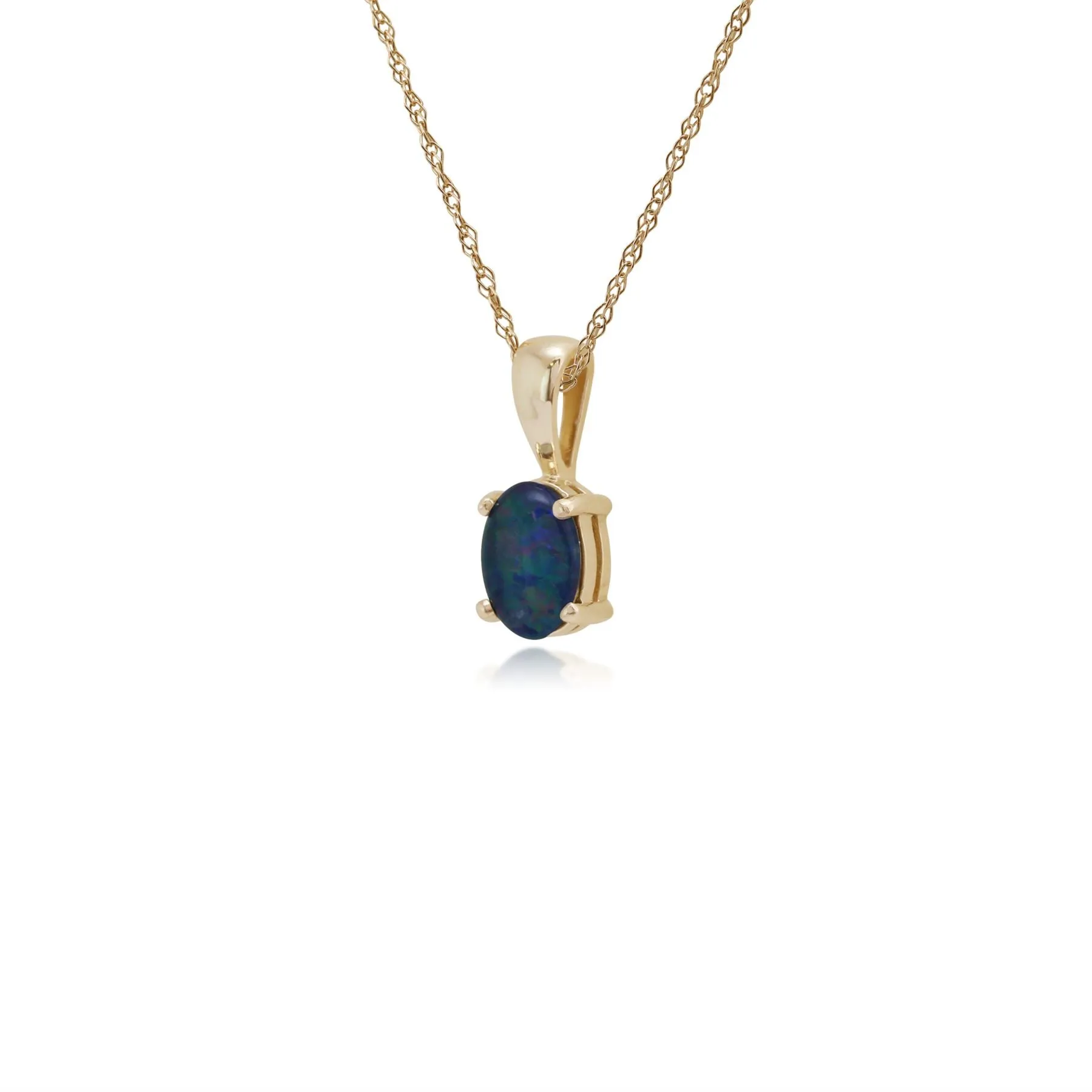9 karat Gelbes Gold Triplet Opal 18zoll Halskette