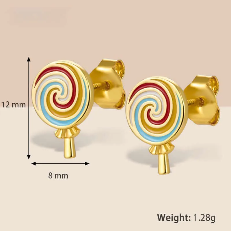 925 Silver Colorful Lollipop Earrings