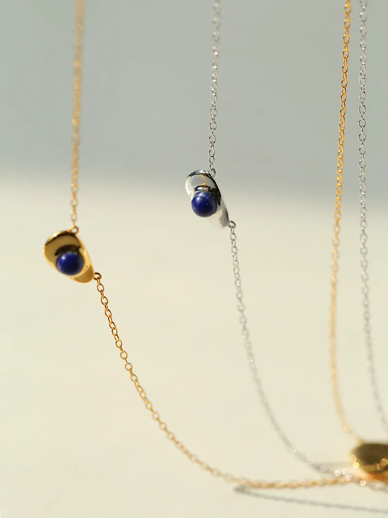 925 Silver Pea Lapis Lazuli Necklace