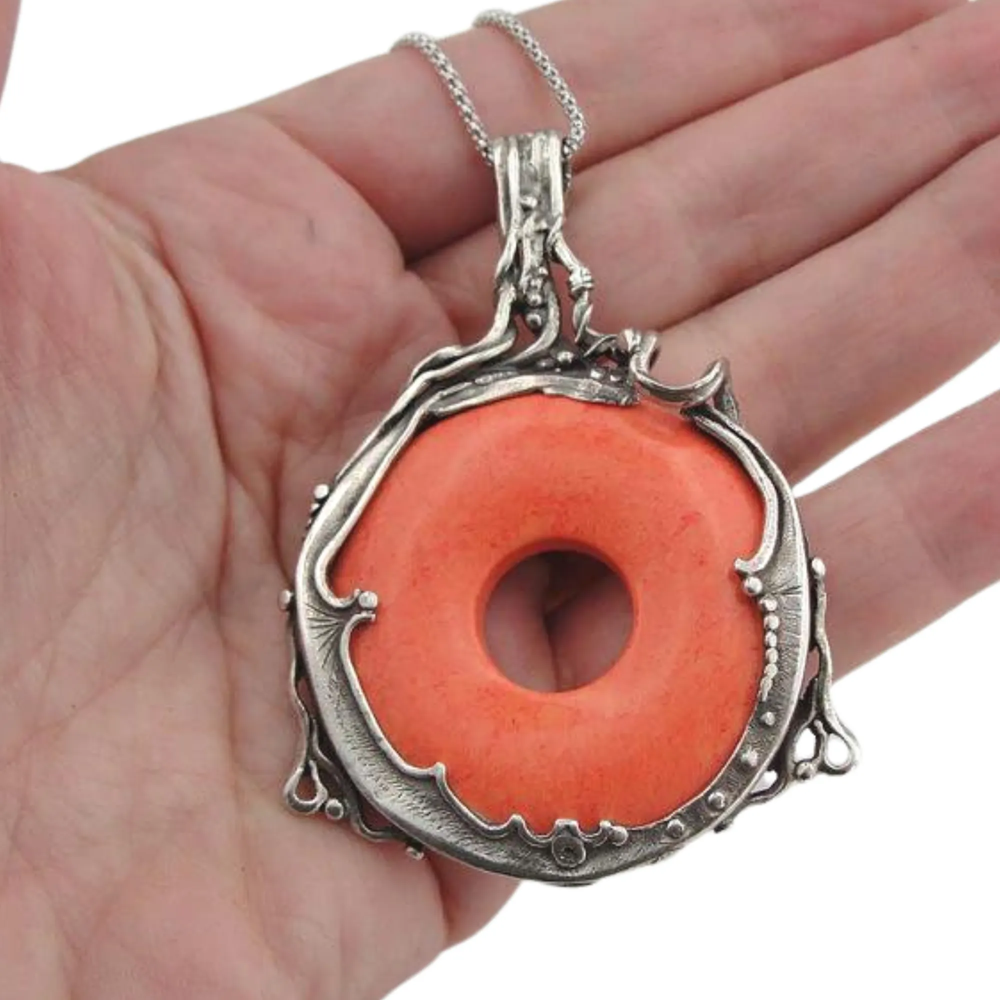 925 Silver Pendant with Coral