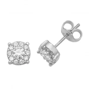 9ct White Gold Zirconia Stud Earrings ES473W