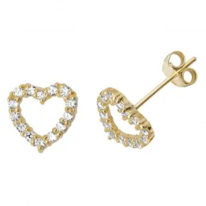 9ct Yellow Gold Zirconia Heart Stud Earrings ES512