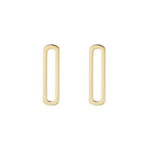 9kt Gold Mini Open Rectangle Stud Earrings