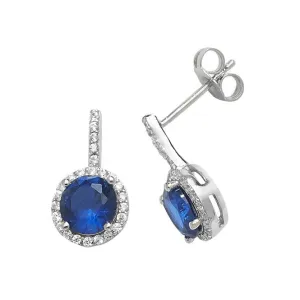 Acotis Silver 925 Blue Zirconia with Gemstones Stud Earrings G51060
