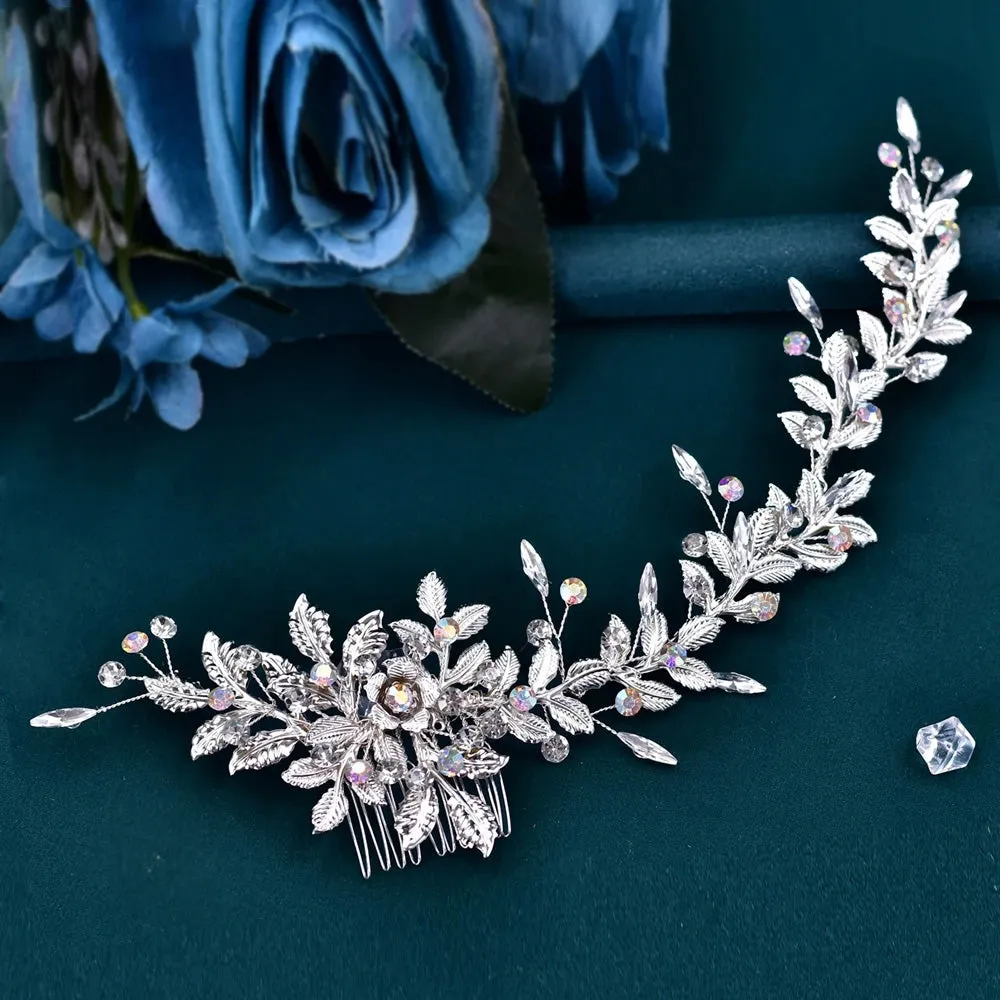 Alloy Leaf Bridal Headband with Comb – Wedding Hair Accessory
