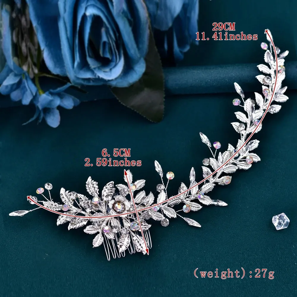 Alloy Leaf Bridal Headband with Comb – Wedding Hair Accessory