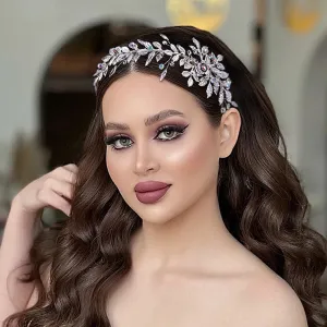 Alloy Leaf Bridal Headband with Comb – Wedding Hair Accessory