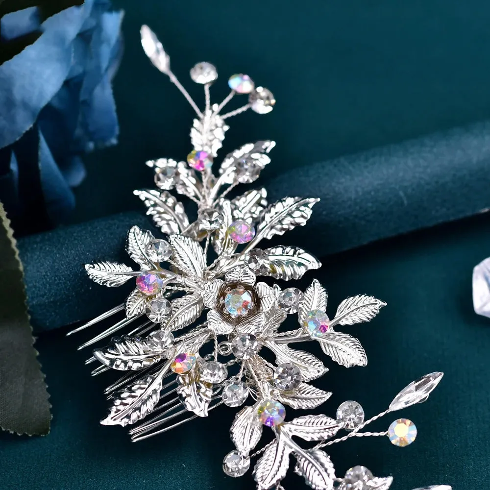 Alloy Leaf Bridal Headband with Comb – Wedding Hair Accessory