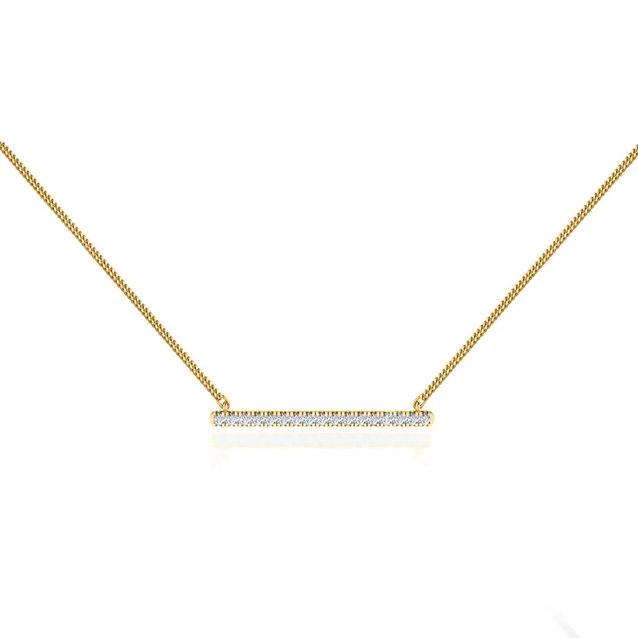 AMAL - Lab Diamond Bar Necklace 18k Yellow Gold