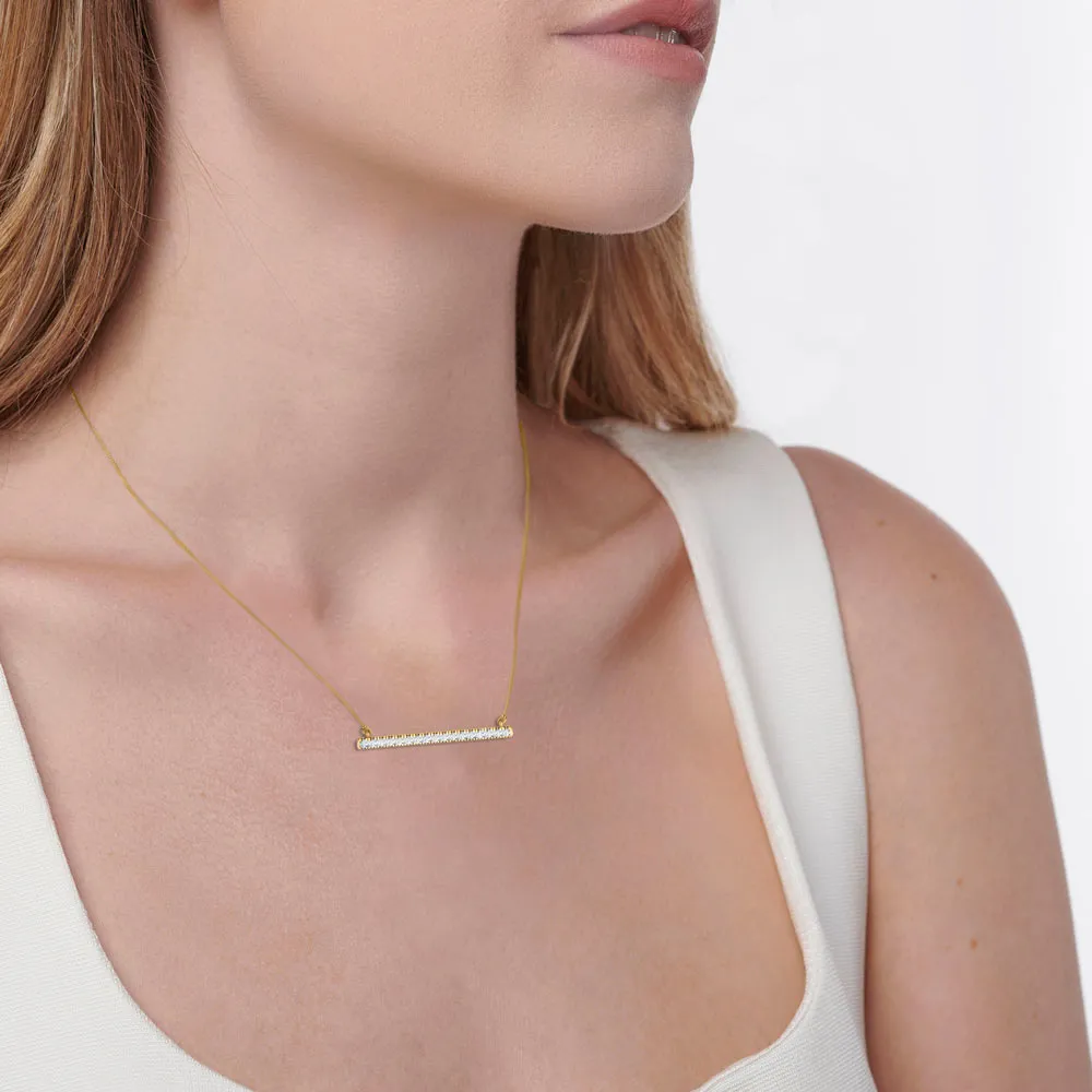 AMAL - Lab Diamond Bar Necklace 18k Yellow Gold