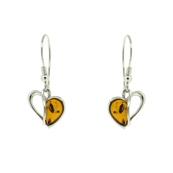 Amber Heart Drop Earrings