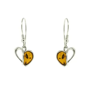 Amber Heart Drop Earrings