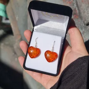 Amber heart earrings