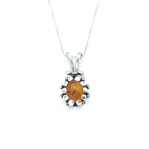 Amber Necklace - Natural Amber Necklace - Silver Vintage Pendant