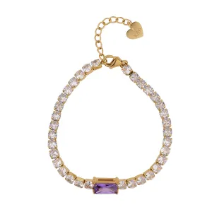 Amethyst & Clear CZ Tennis Bracelet