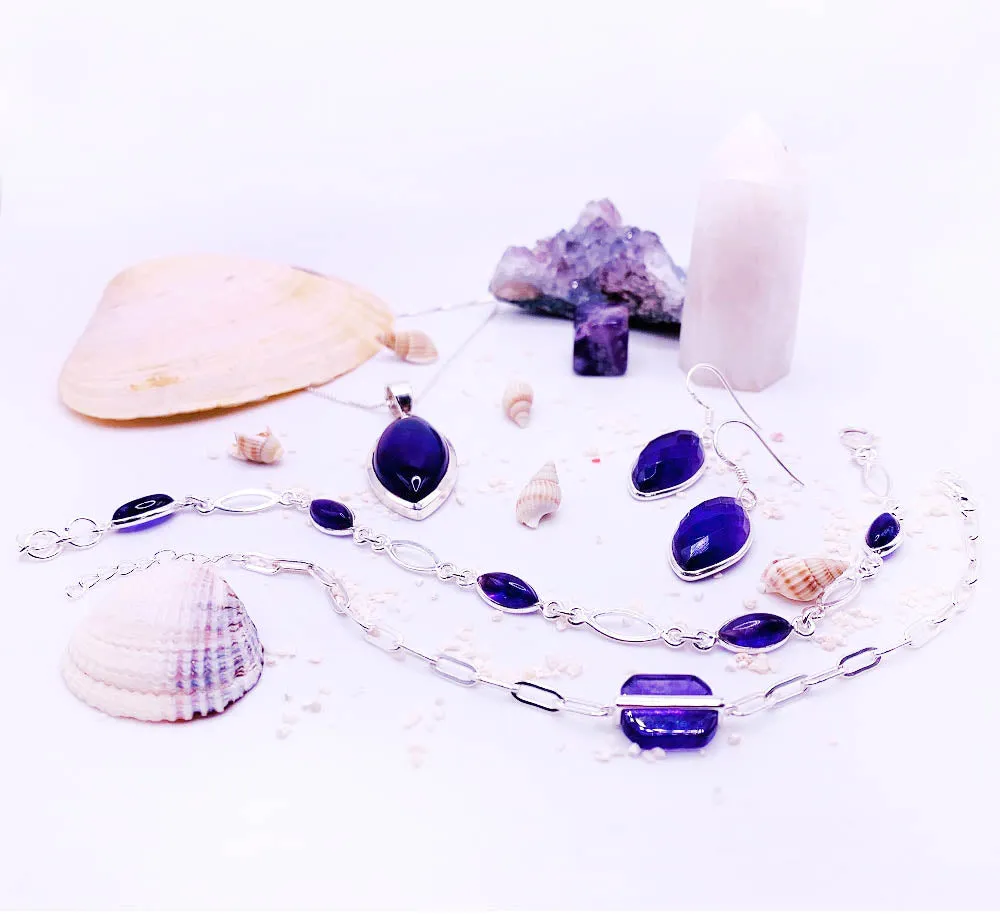 Amethyst Sterling Silver Ladies Bracelet