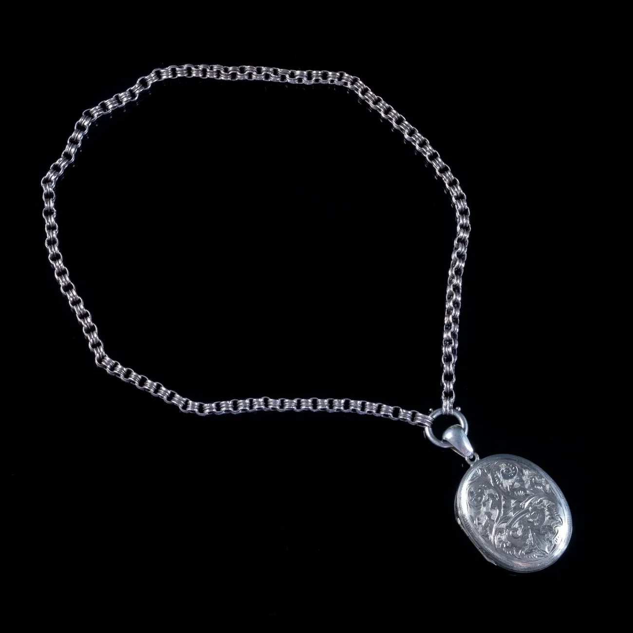 Antique Victorian Locket Collar Necklace Silver Circa 1880