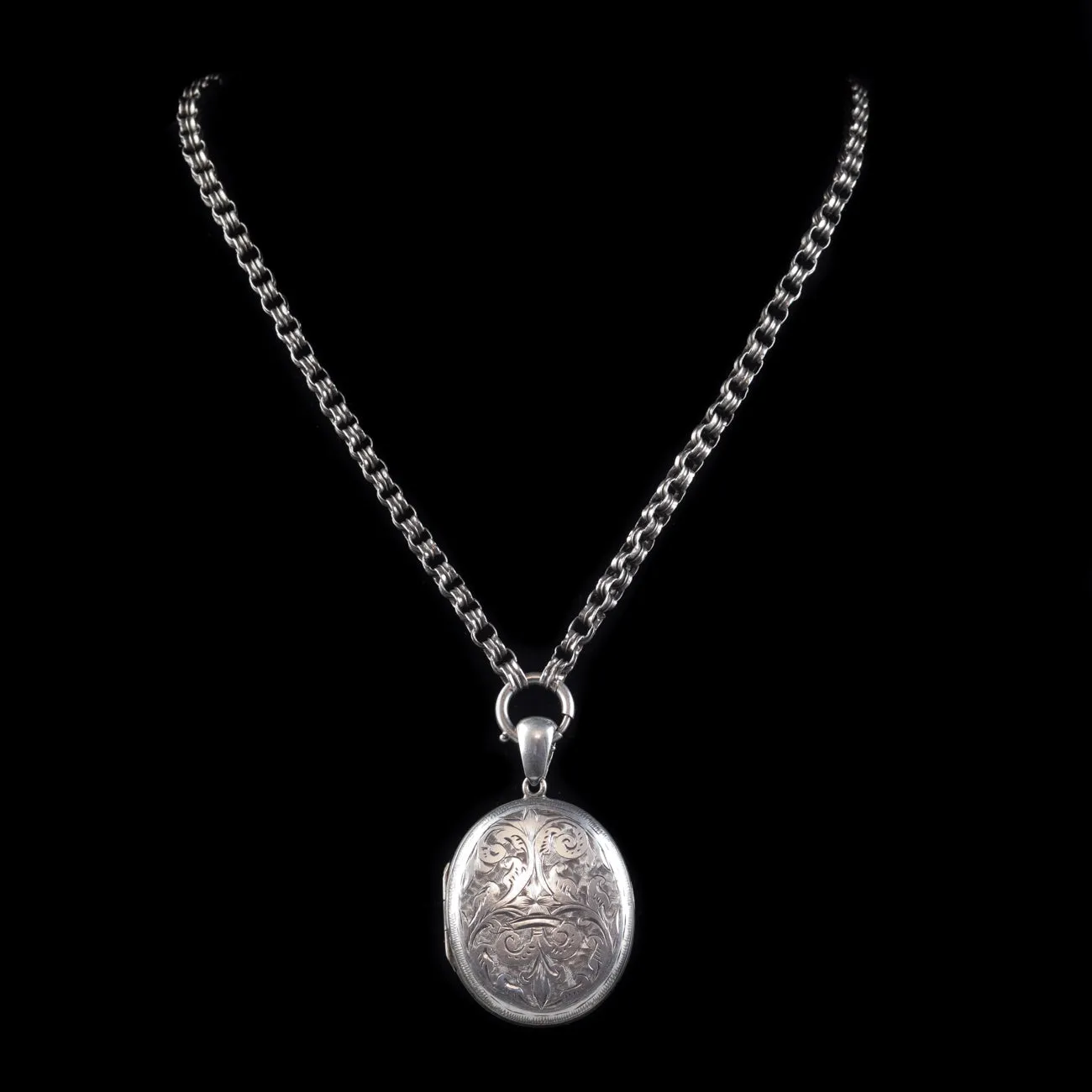 Antique Victorian Locket Collar Necklace Silver Circa 1880