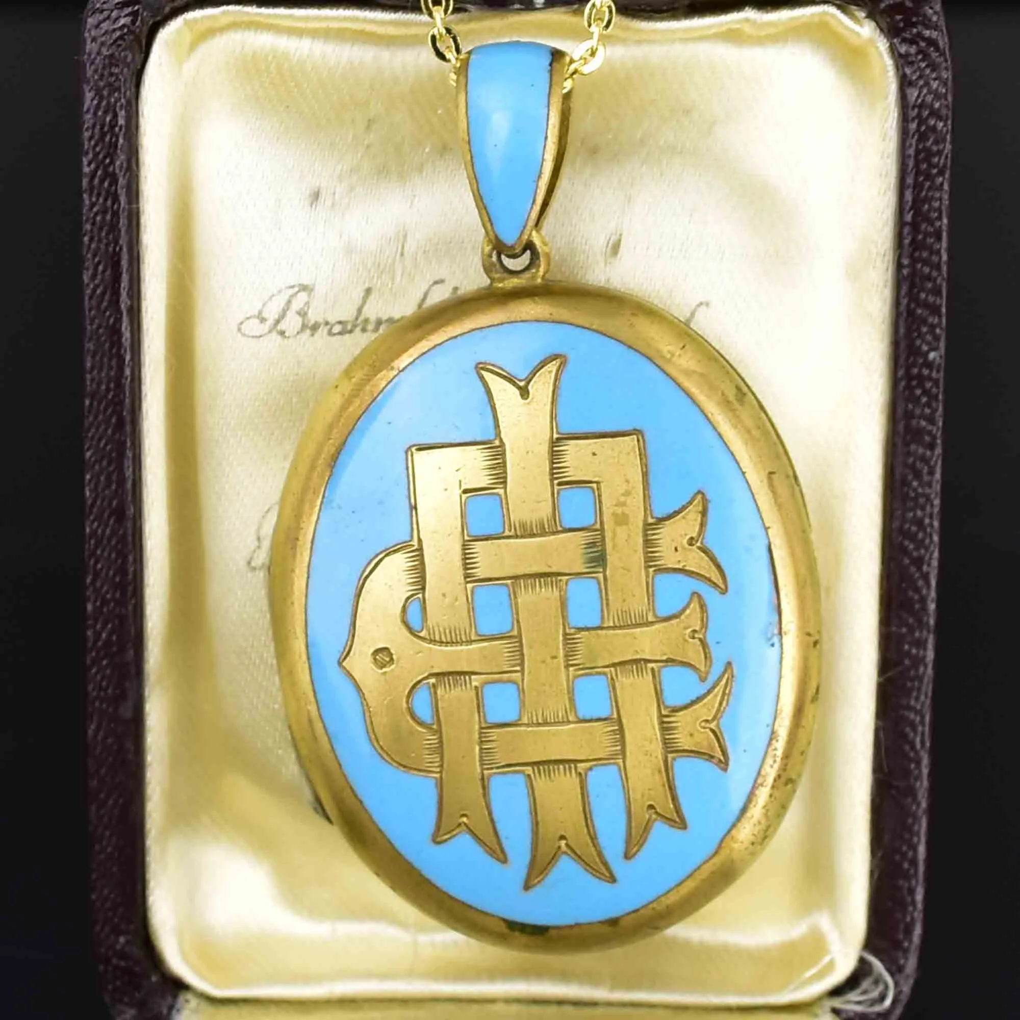 Antique Victorian Mourning Locket Pendant Necklace