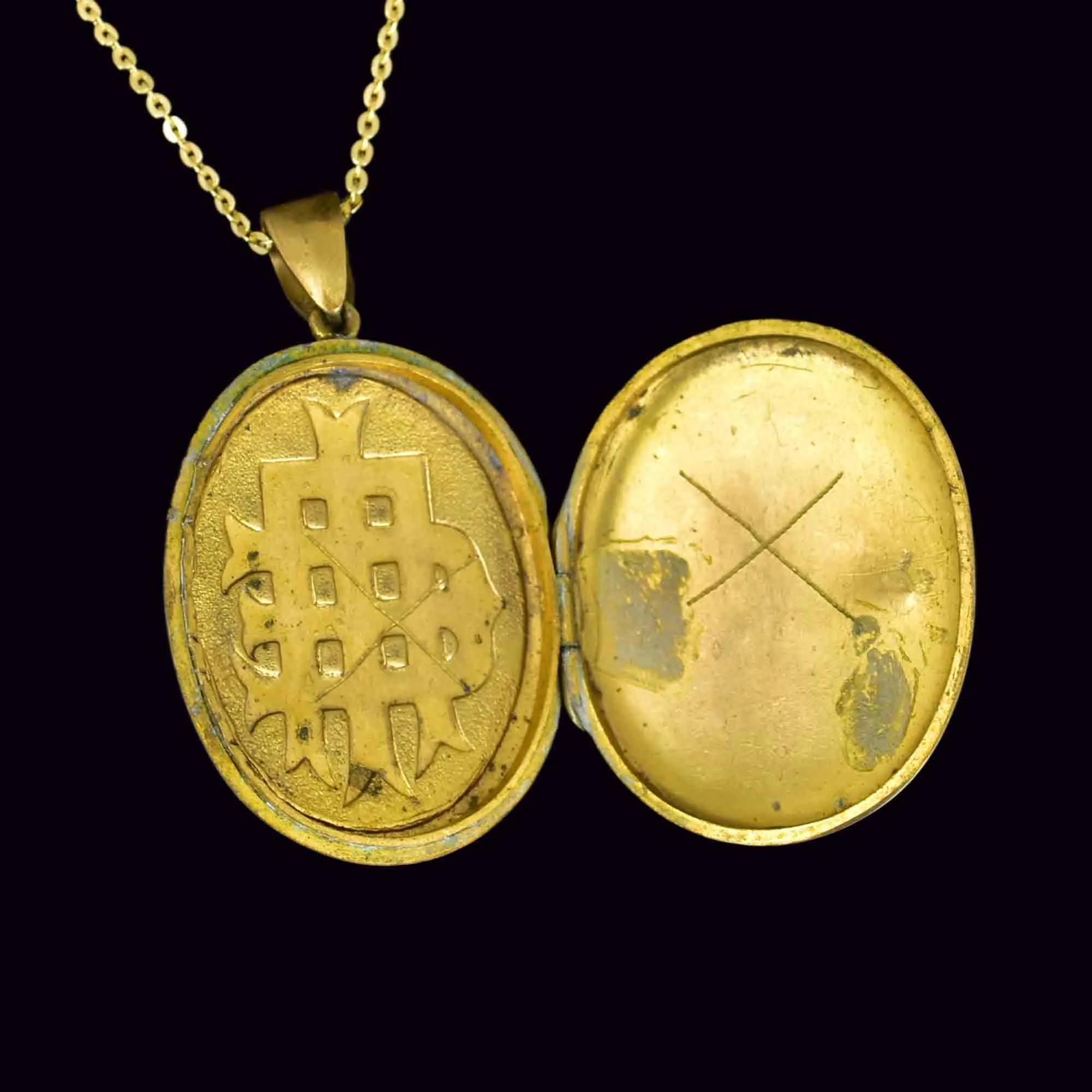 Antique Victorian Mourning Locket Pendant Necklace