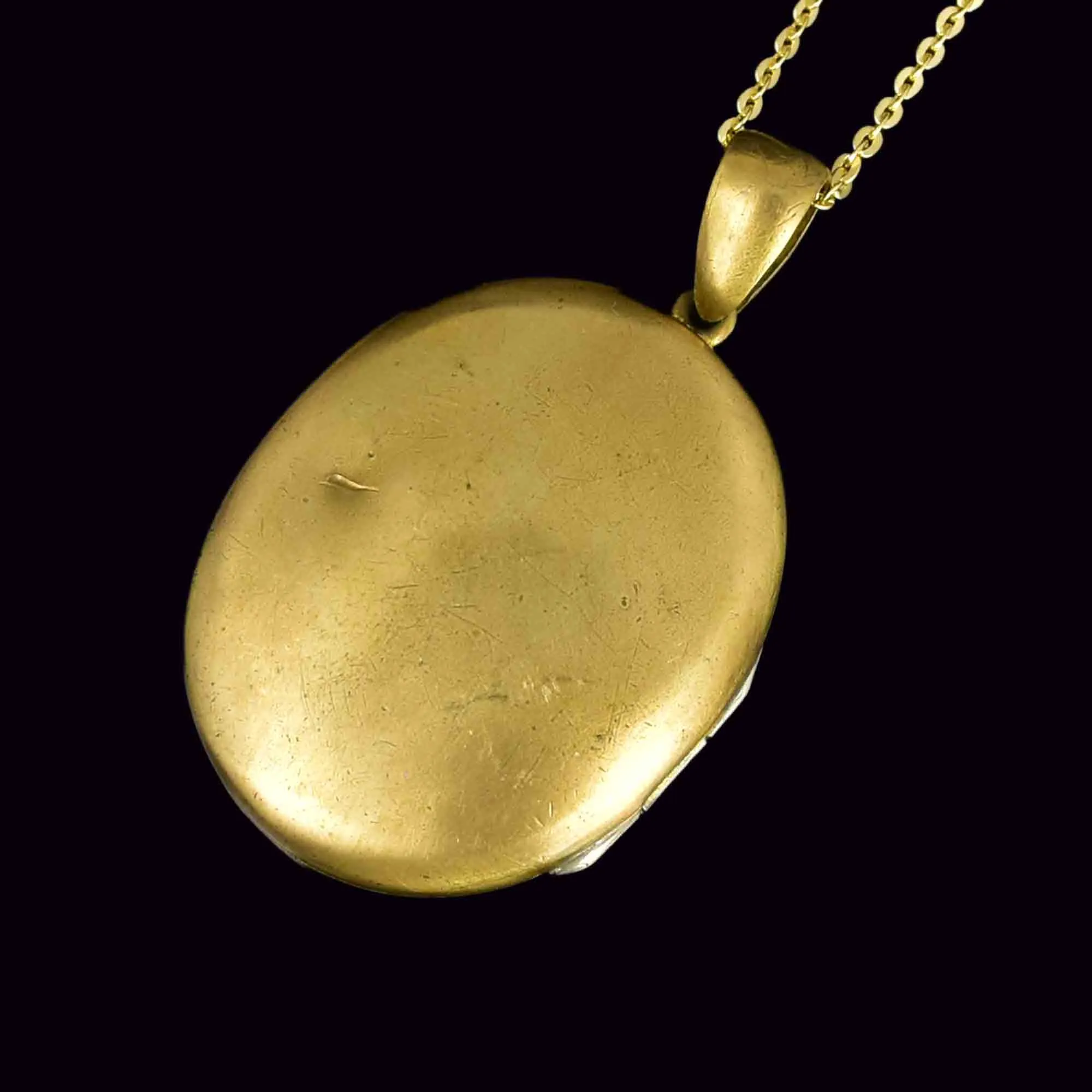 Antique Victorian Mourning Locket Pendant Necklace