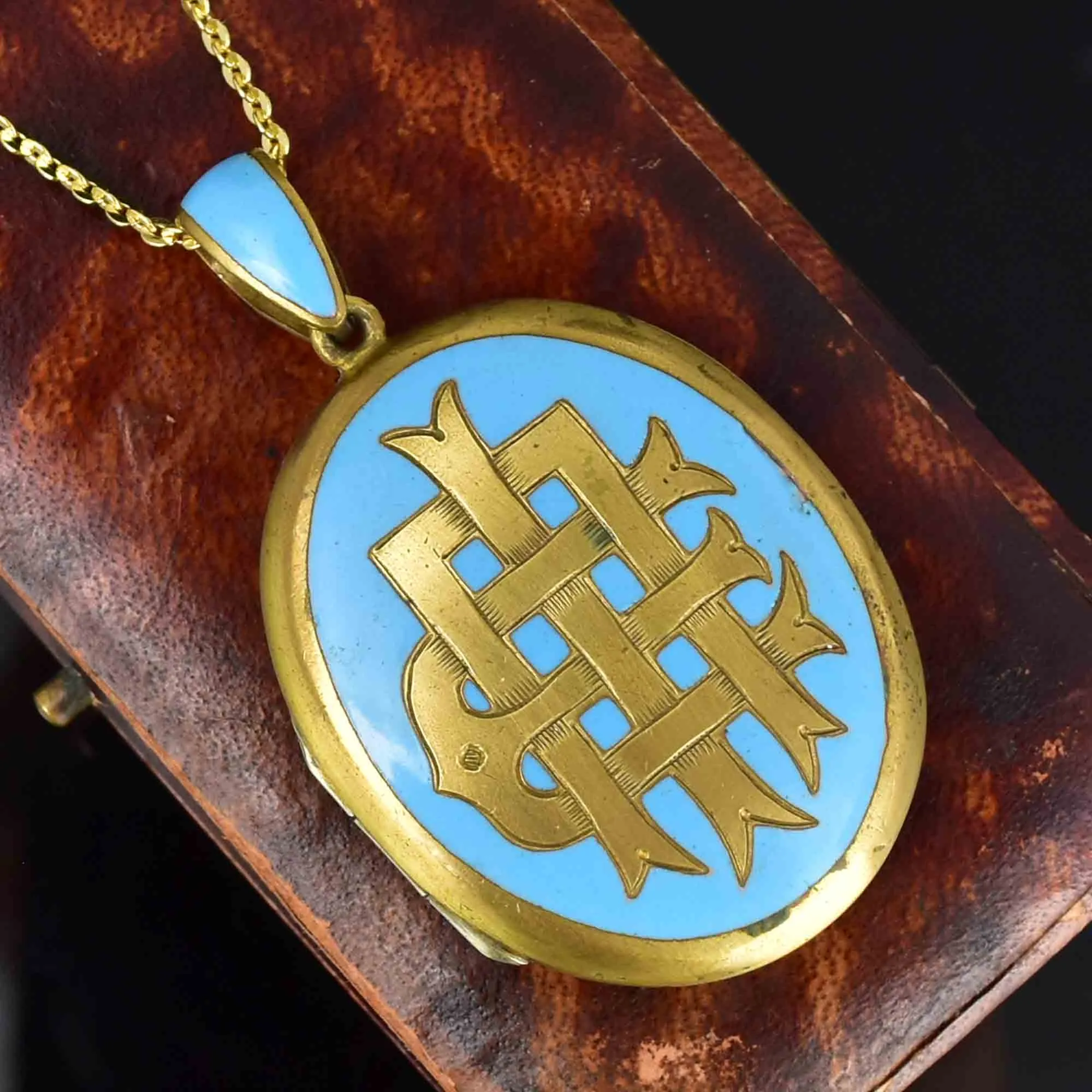 Antique Victorian Mourning Locket Pendant Necklace