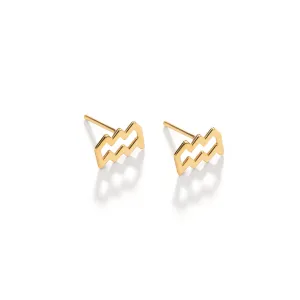 Aquarius Sign Stud Earrings