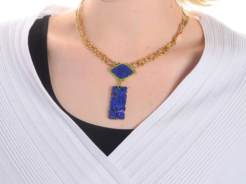 Art Nouveau Lapis Necklace Attributed to Sloan & Co.