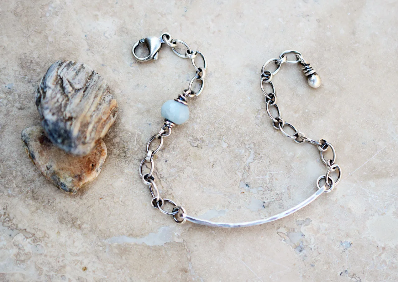 Beach Girl Bracelet. Aquamarine Gemstone. Layering Jewelry. Made for Order.