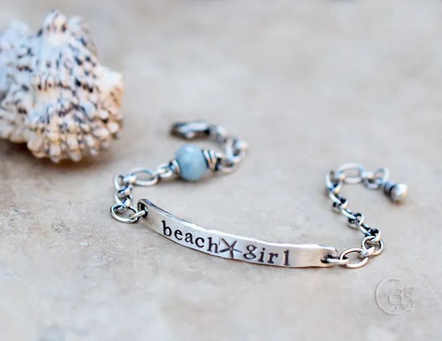 Beach Girl Bracelet. Aquamarine Gemstone. Layering Jewelry. Made for Order.