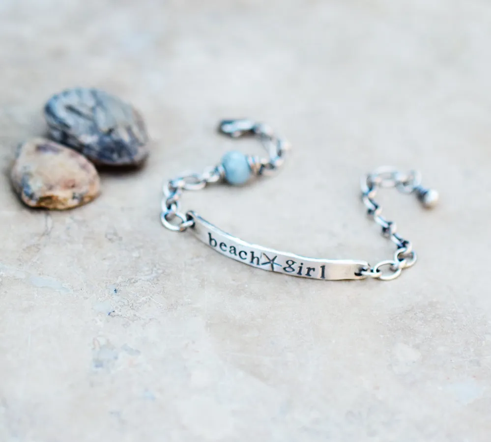 Beach Girl Bracelet. Aquamarine Gemstone. Layering Jewelry. Made for Order.